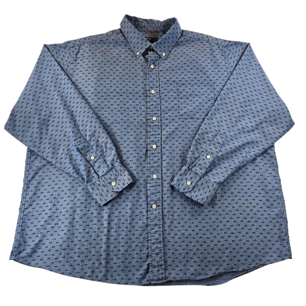 Cremieux Classics Mens XXL Blue Cotton Scooter Print Button Down Shirt LS